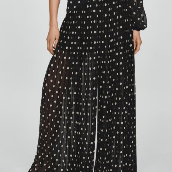Mango Polka-dot Pleated Pants - Size M - NWT - Picture 2 of 6